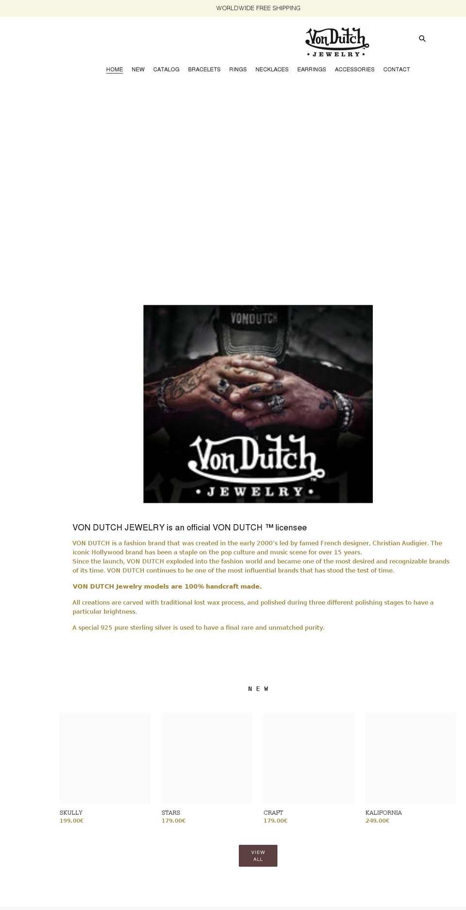 vondutchjewelry.com shopify website screenshot