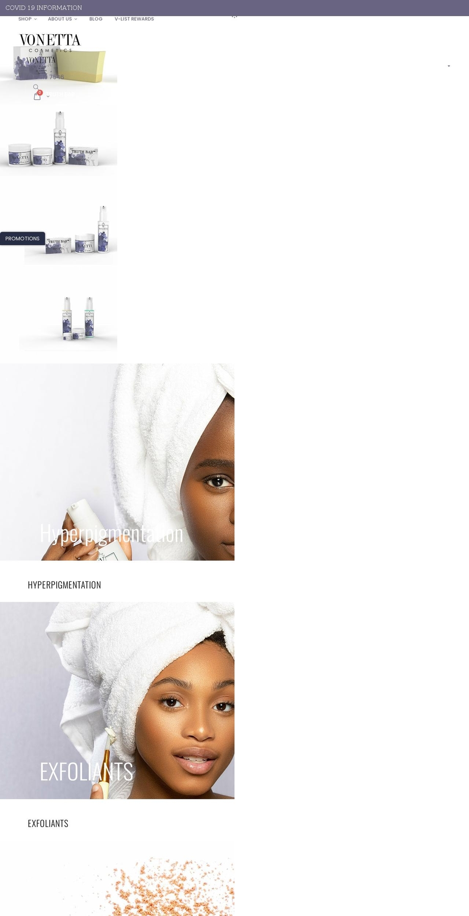 vonettacosmetics.com shopify website screenshot