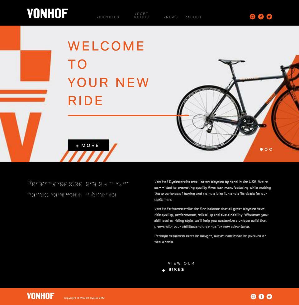 vonhofcycles.com shopify website screenshot