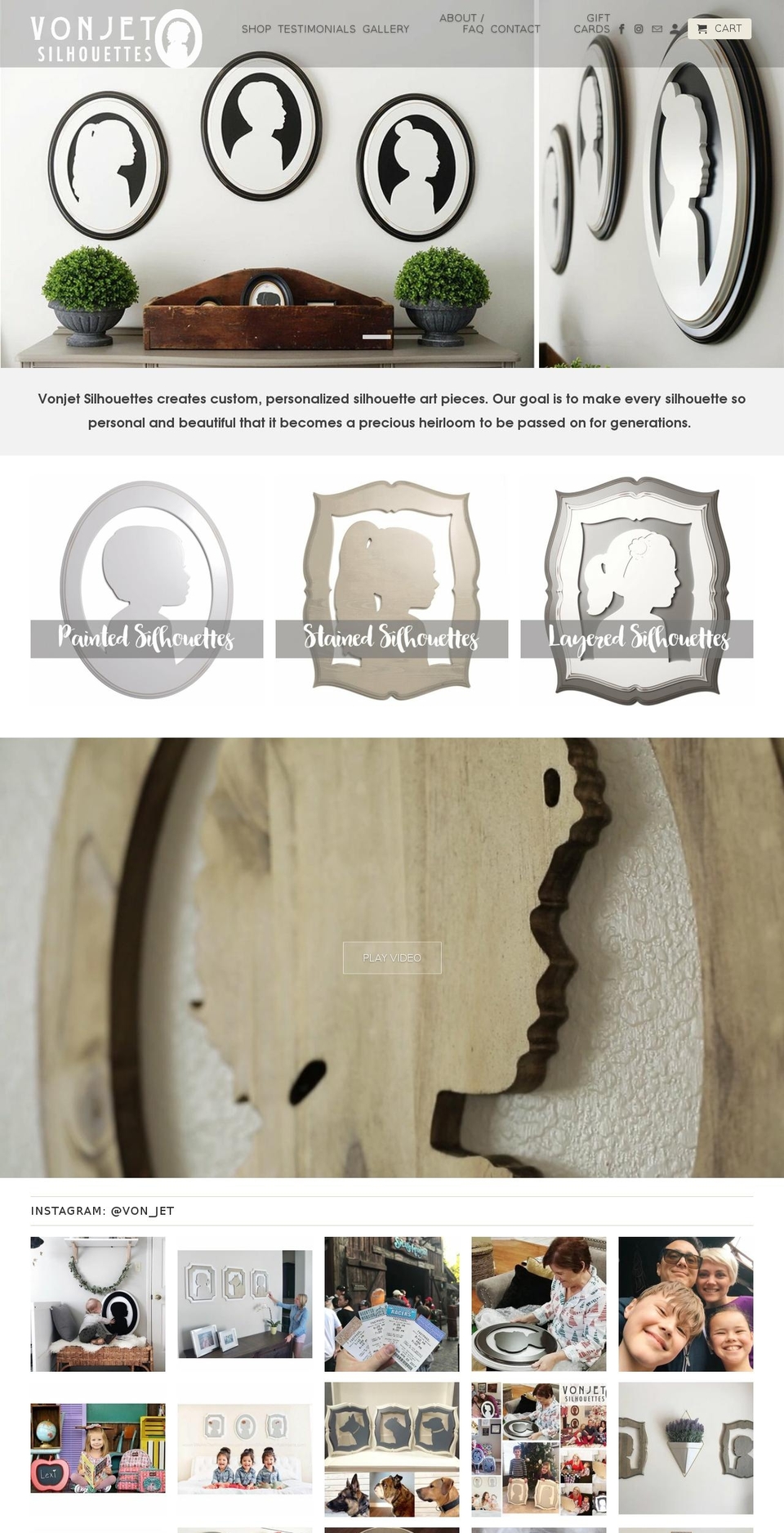 vonjetsilhouettes.com shopify website screenshot