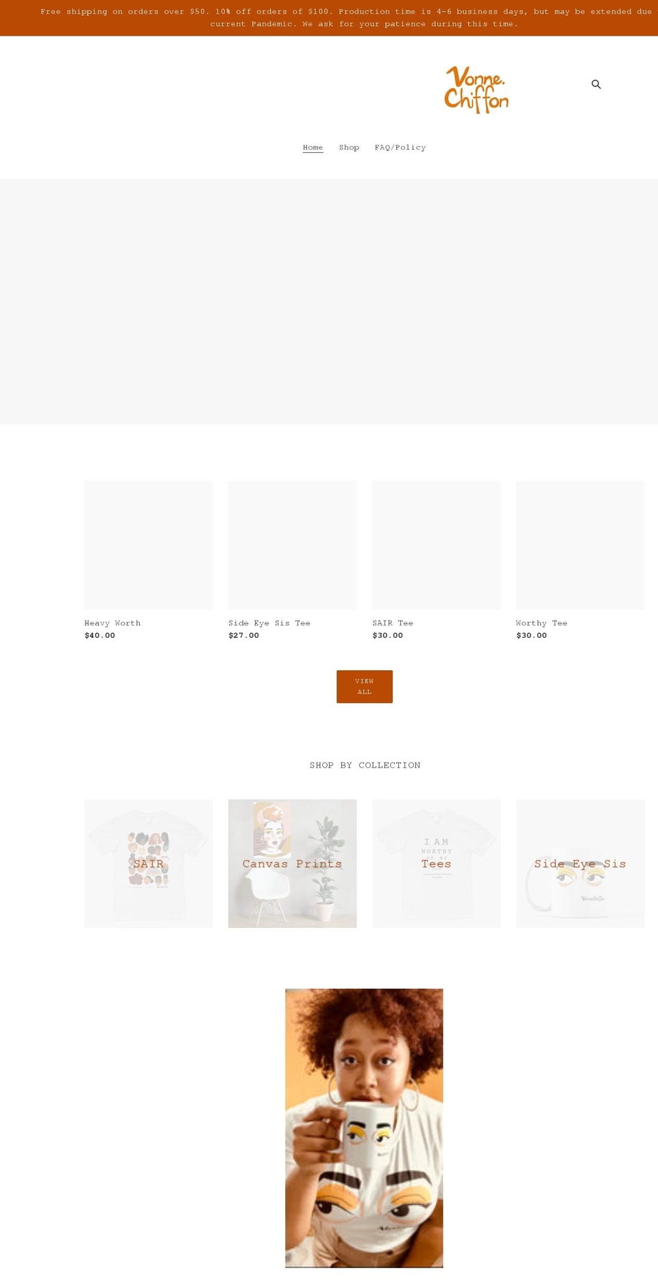 vonnechiffon.com shopify website screenshot