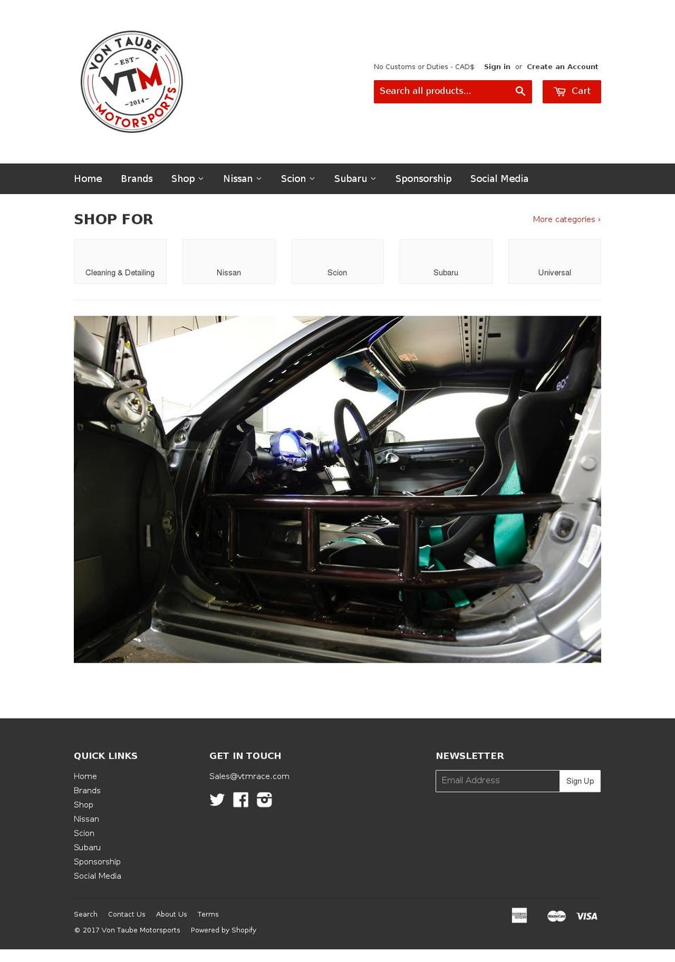 vontaubemotorsports.com shopify website screenshot