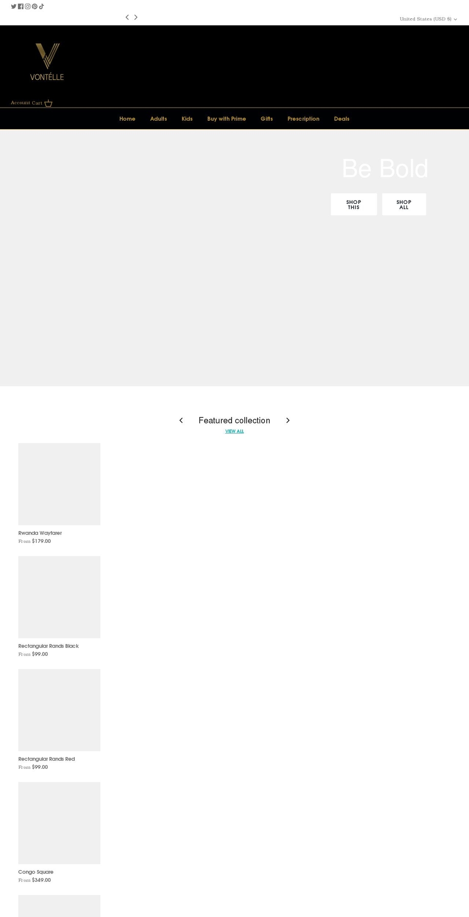 vontelle.com shopify website screenshot