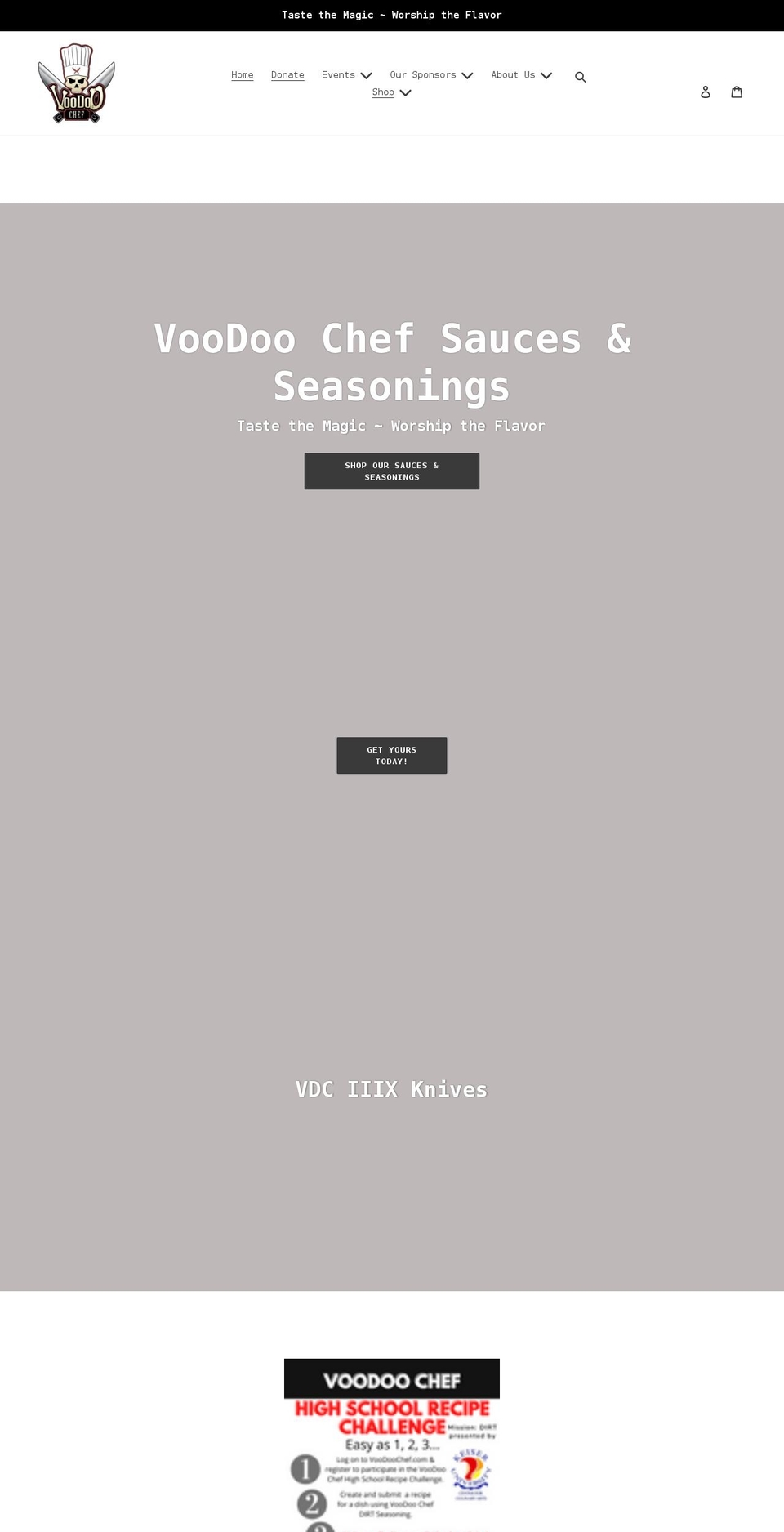 voodoo-chef-sauces-and-seasonings.myshopify.com shopify website screenshot
