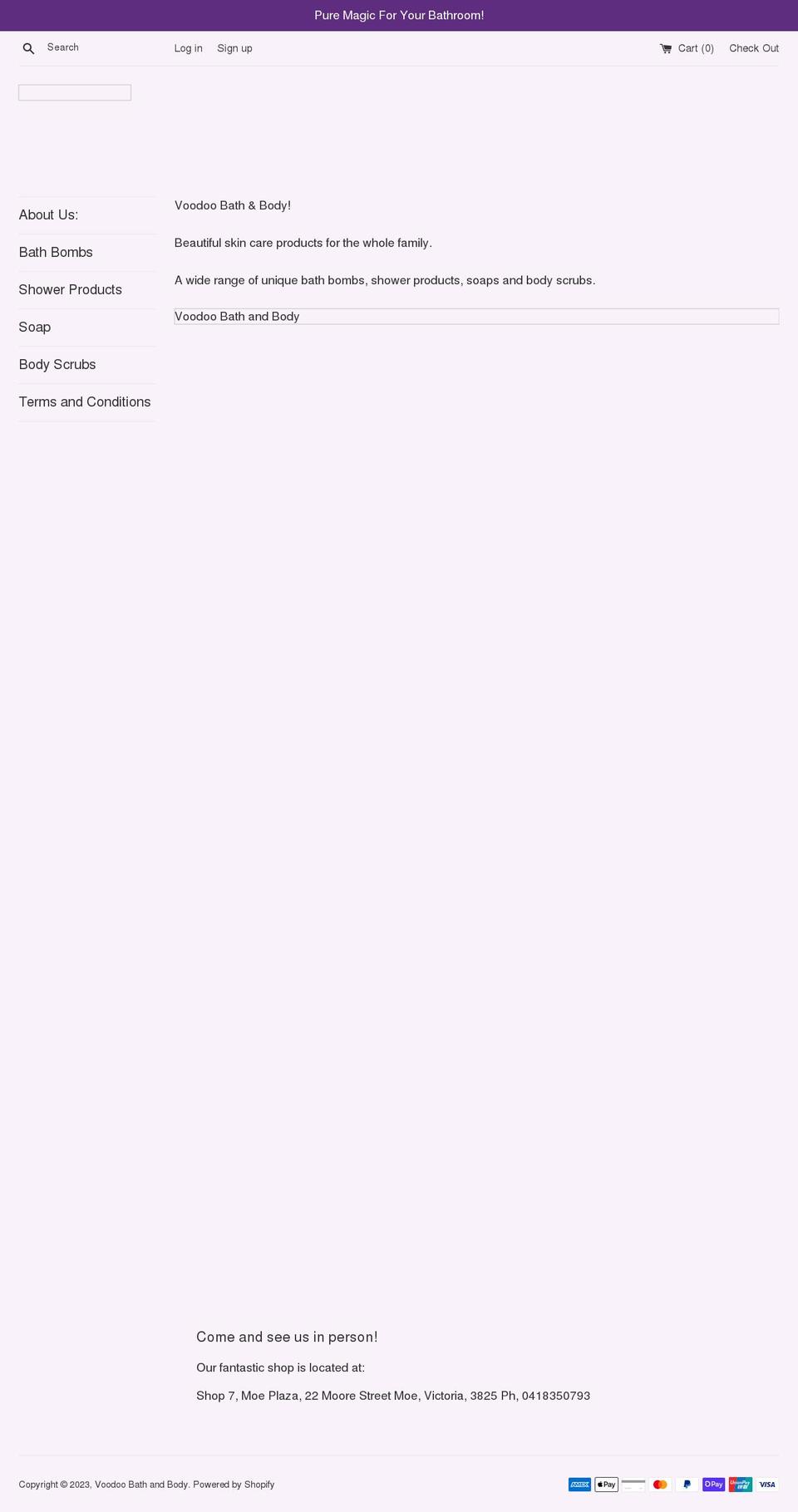 voodoobathandbody.com — Shopify storefront screenshot