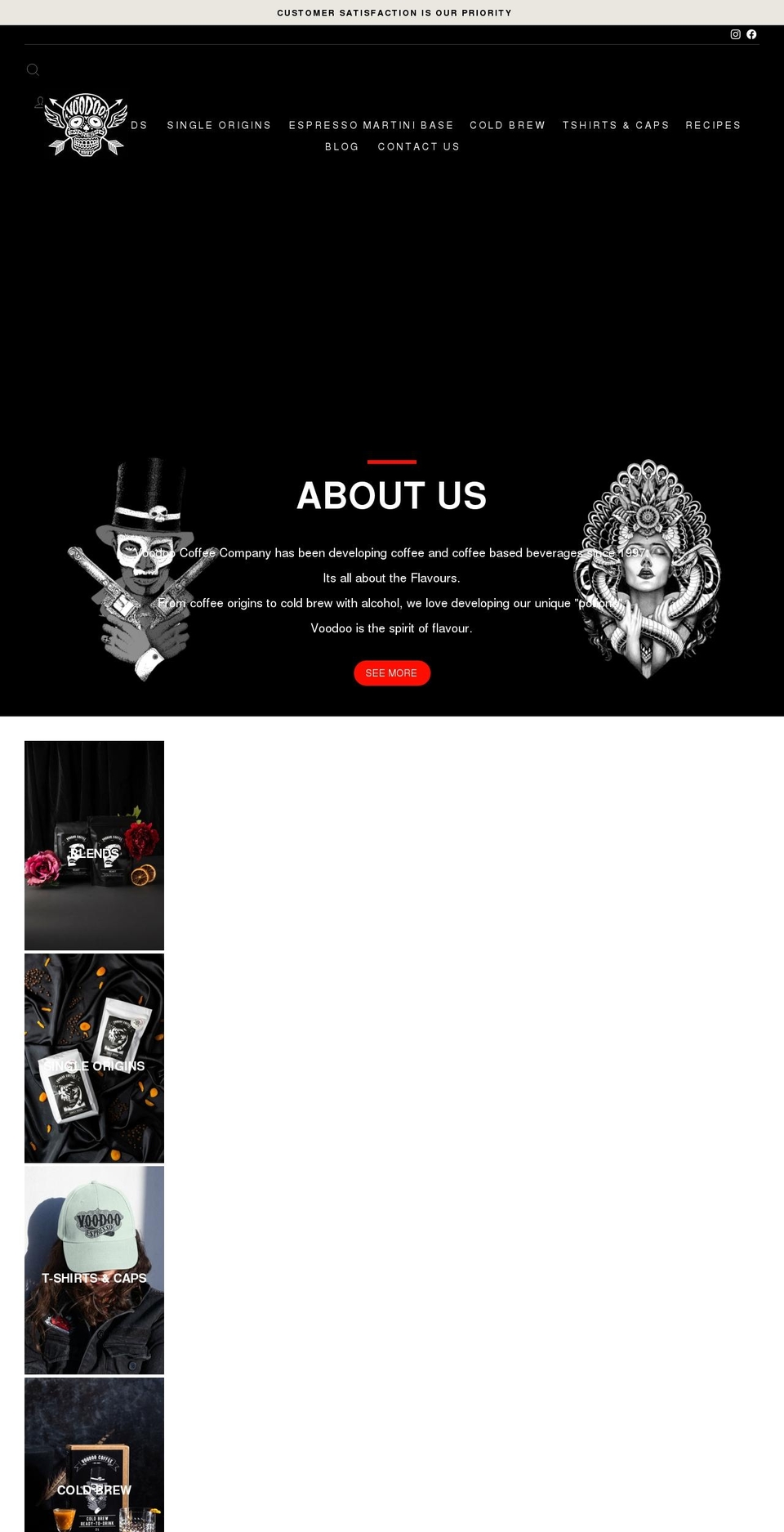 Coffee Shopify theme site example voodoocoffeeco.com