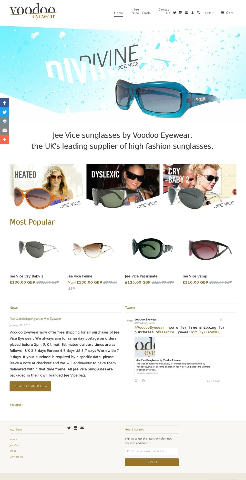 voodooeyewear.com — Shopify storefront screenshot