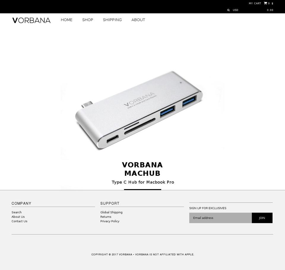 vorbana.com shopify website screenshot