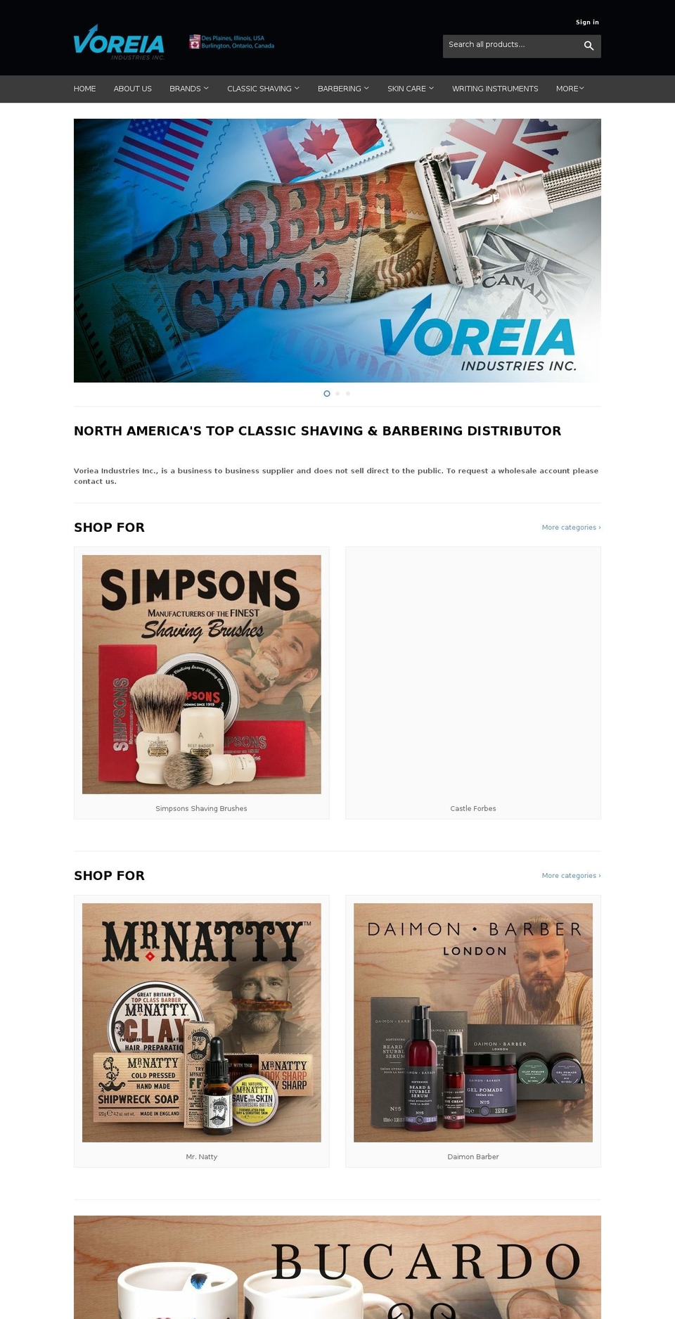 voreiaindustries.ca shopify website screenshot