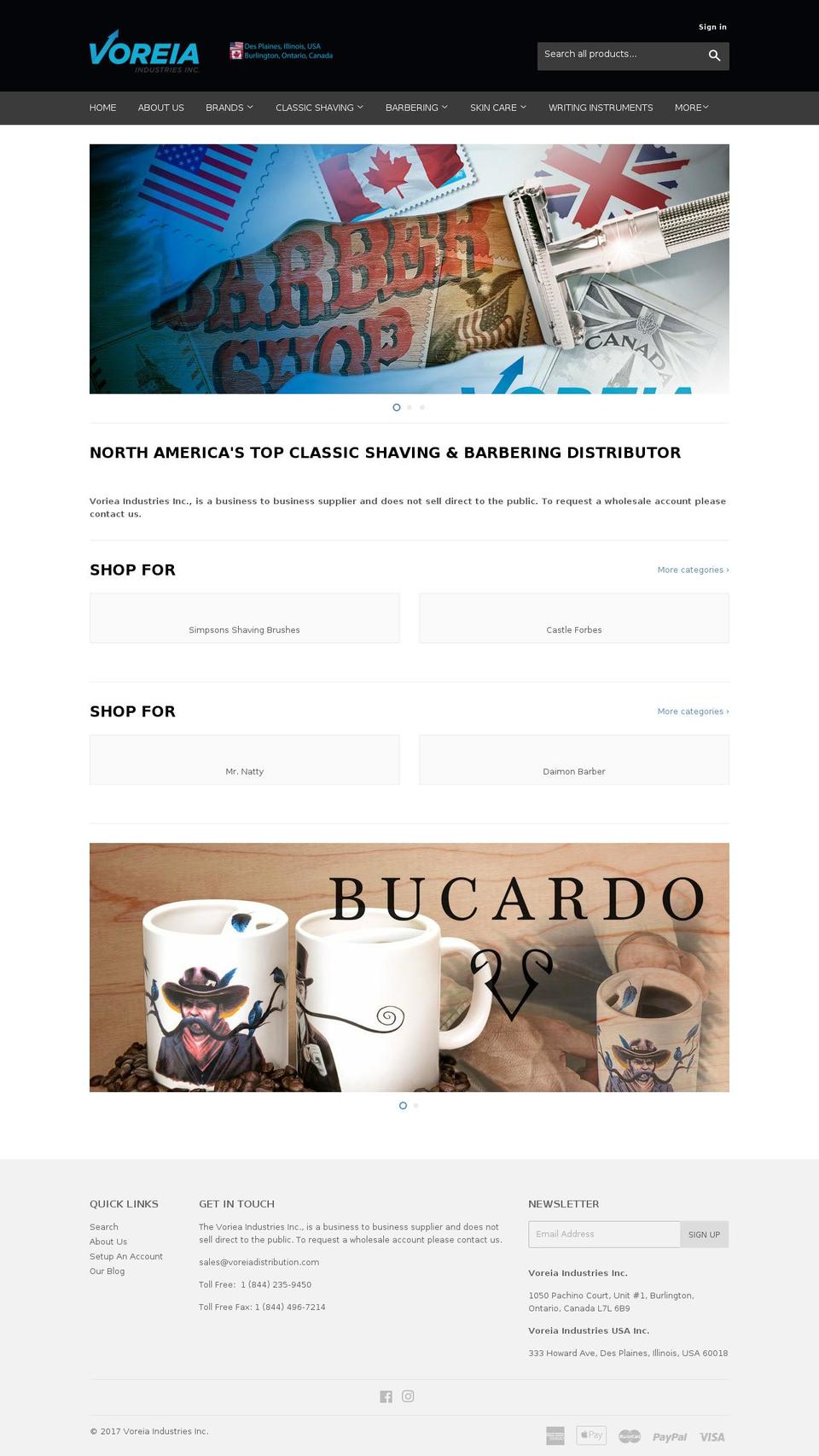 voreiaindustries.com shopify website screenshot