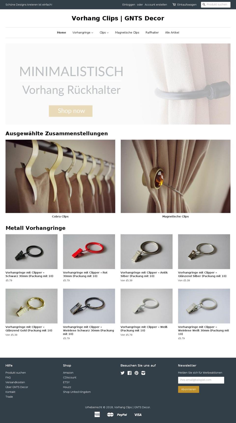 vorhangclips.com — Shopify storefront screenshot