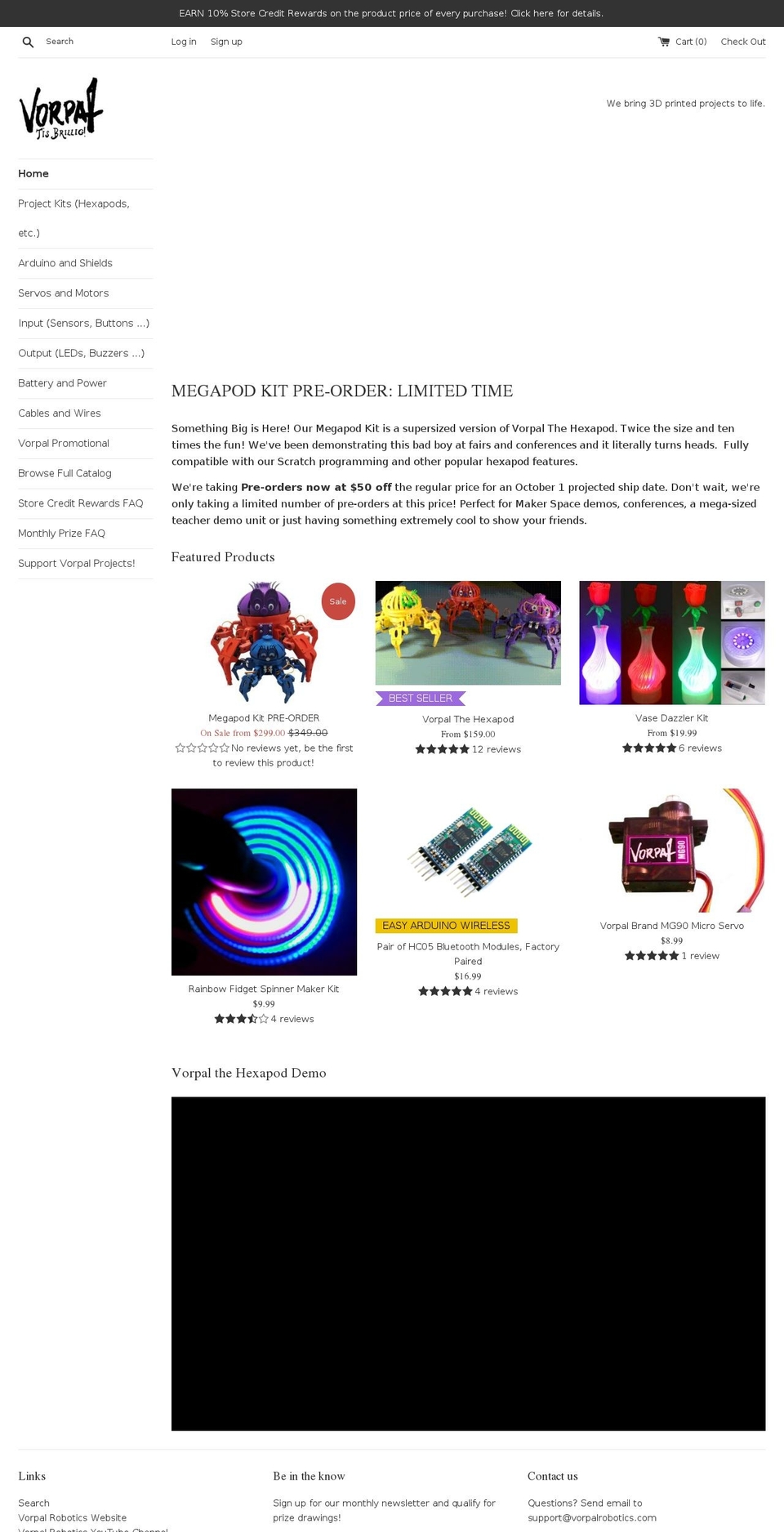 vorpal-robotics-store.myshopify.com shopify website screenshot