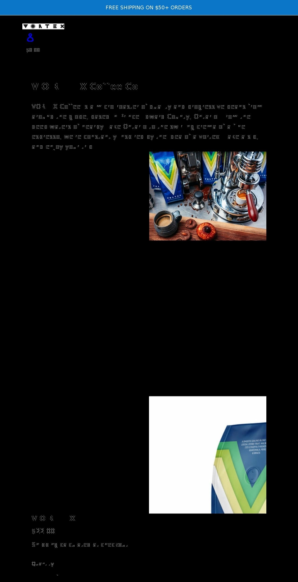 vortexcoffee.ca shopify website screenshot