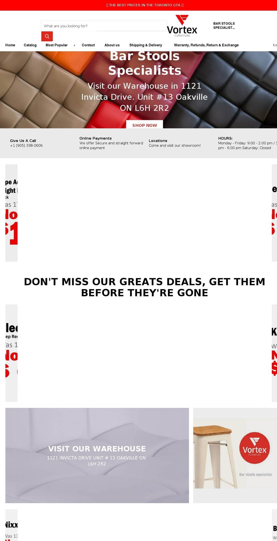 vortexfurniture.com — Shopify storefront screenshot