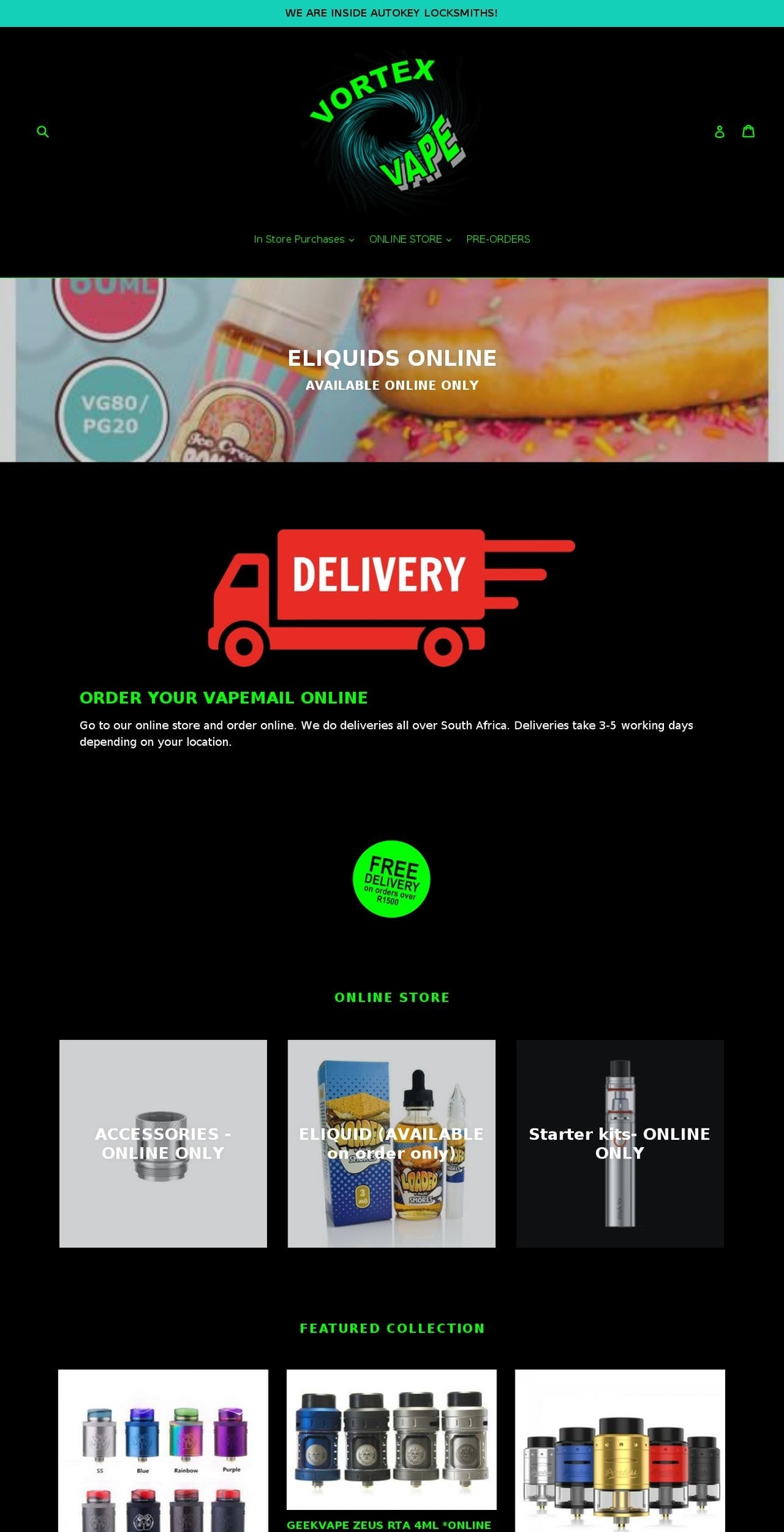 vortexvapeballito.com shopify website screenshot