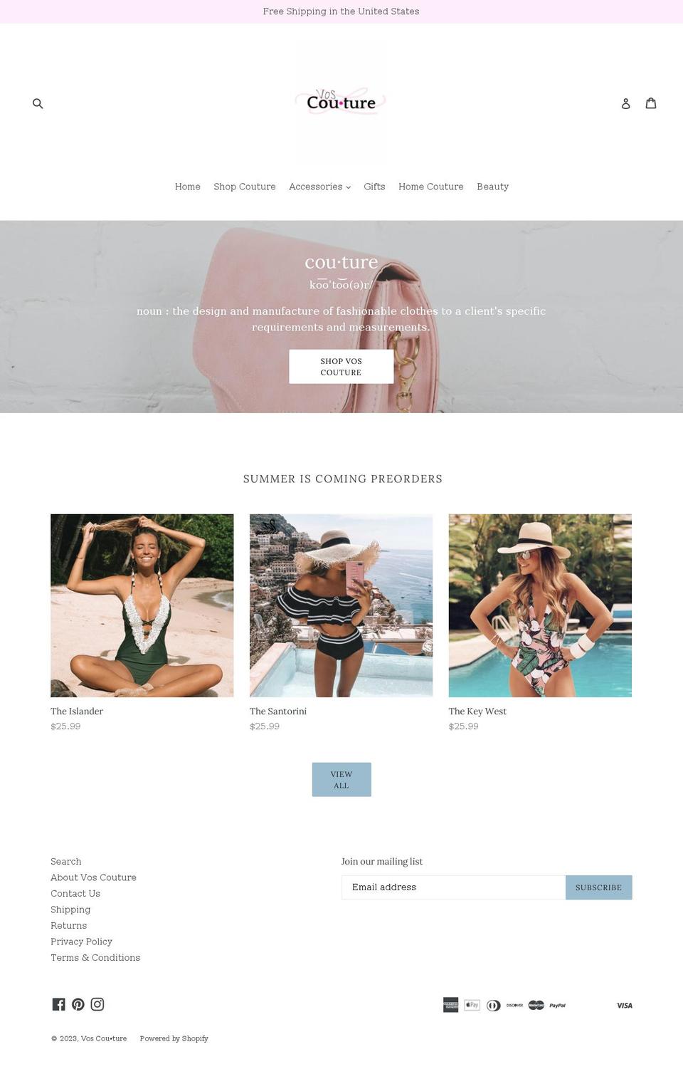 voscouture.com shopify website screenshot