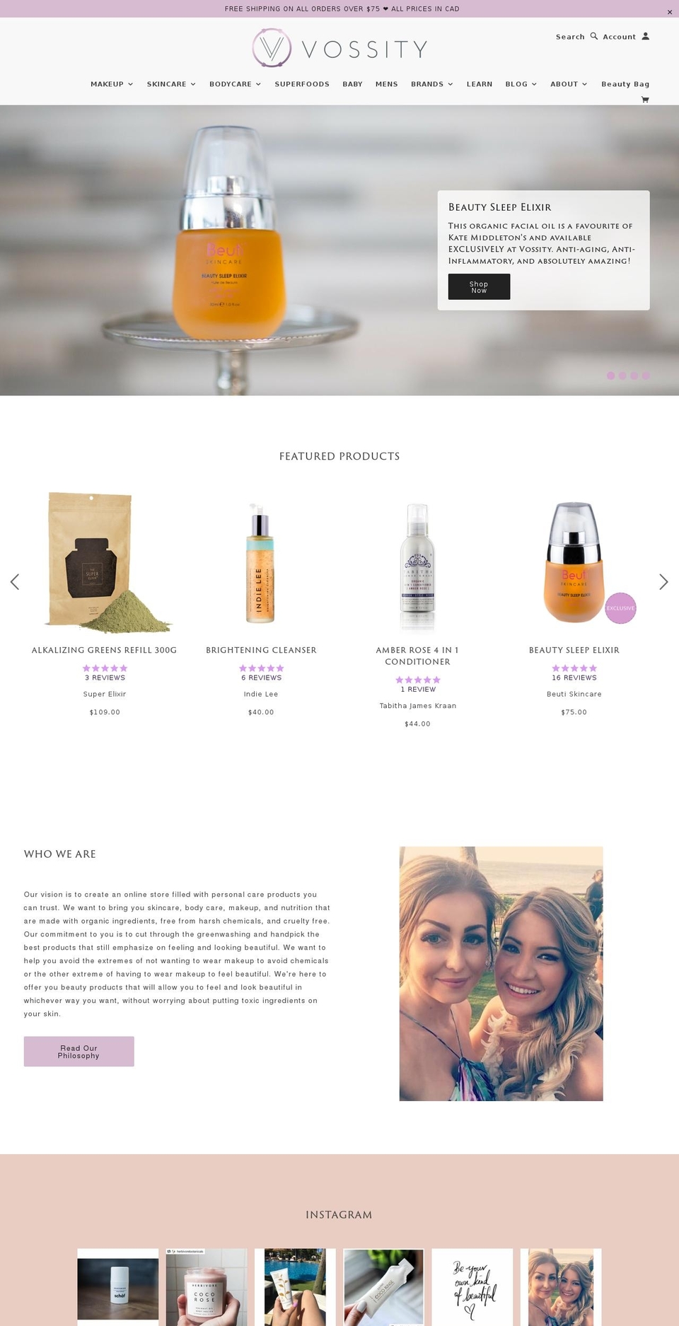 vossity.com shopify website screenshot
