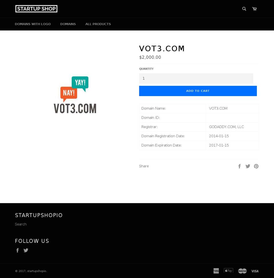 vot3.com shopify website screenshot