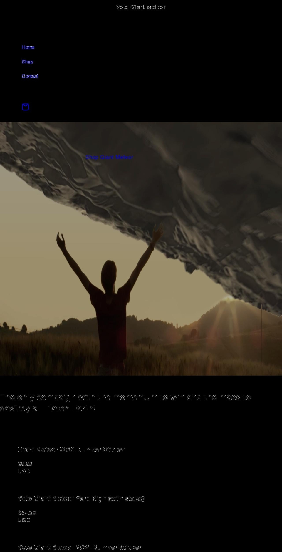 votegiantmeteor.com shopify website screenshot