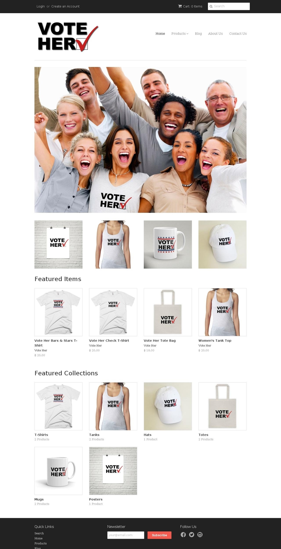 voteher.net shopify website screenshot