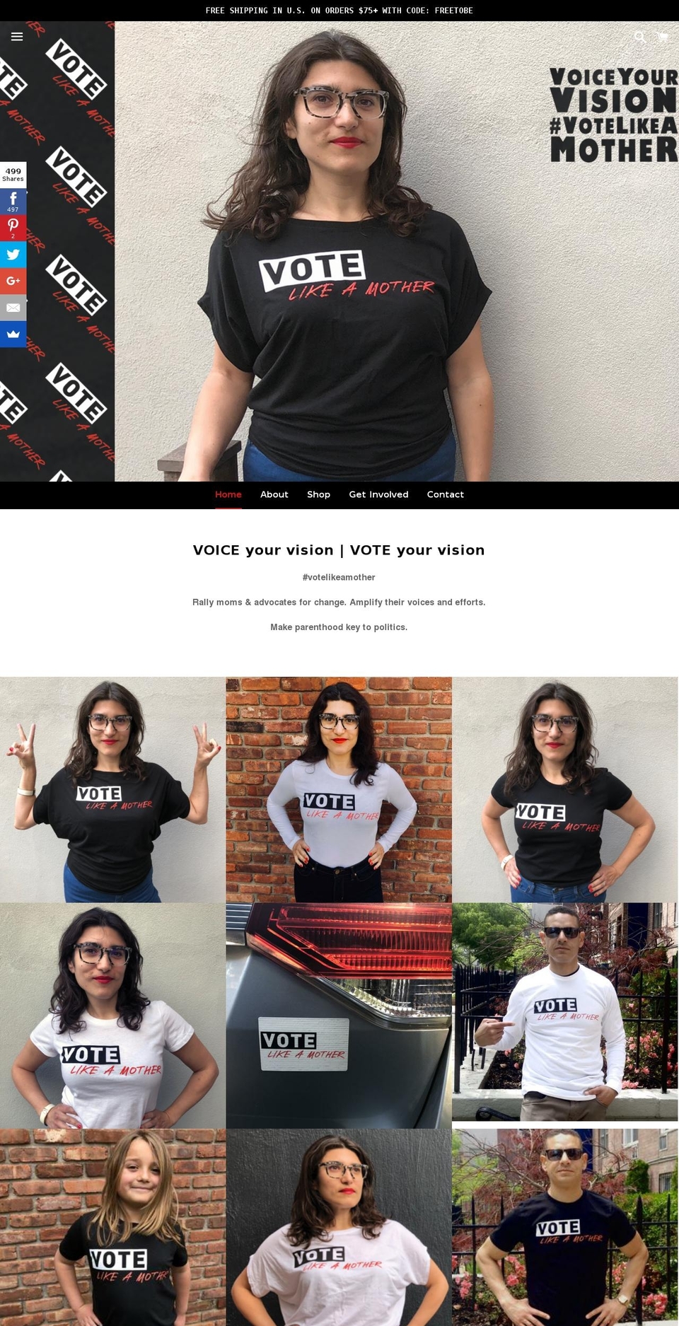 votelikeamother.org shopify website screenshot