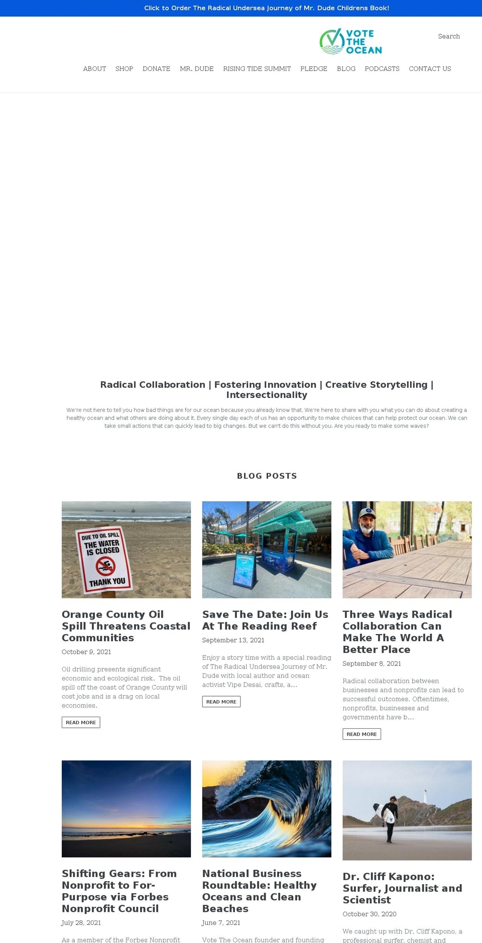 votetheocean.org shopify website screenshot