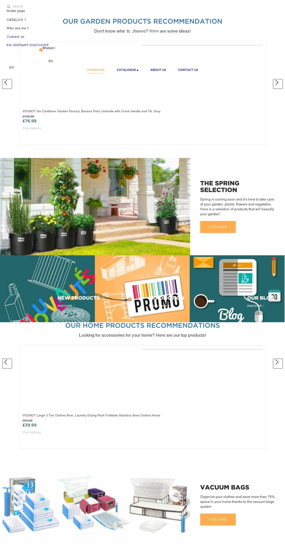 Uno Shopify theme site example vounot.co.uk