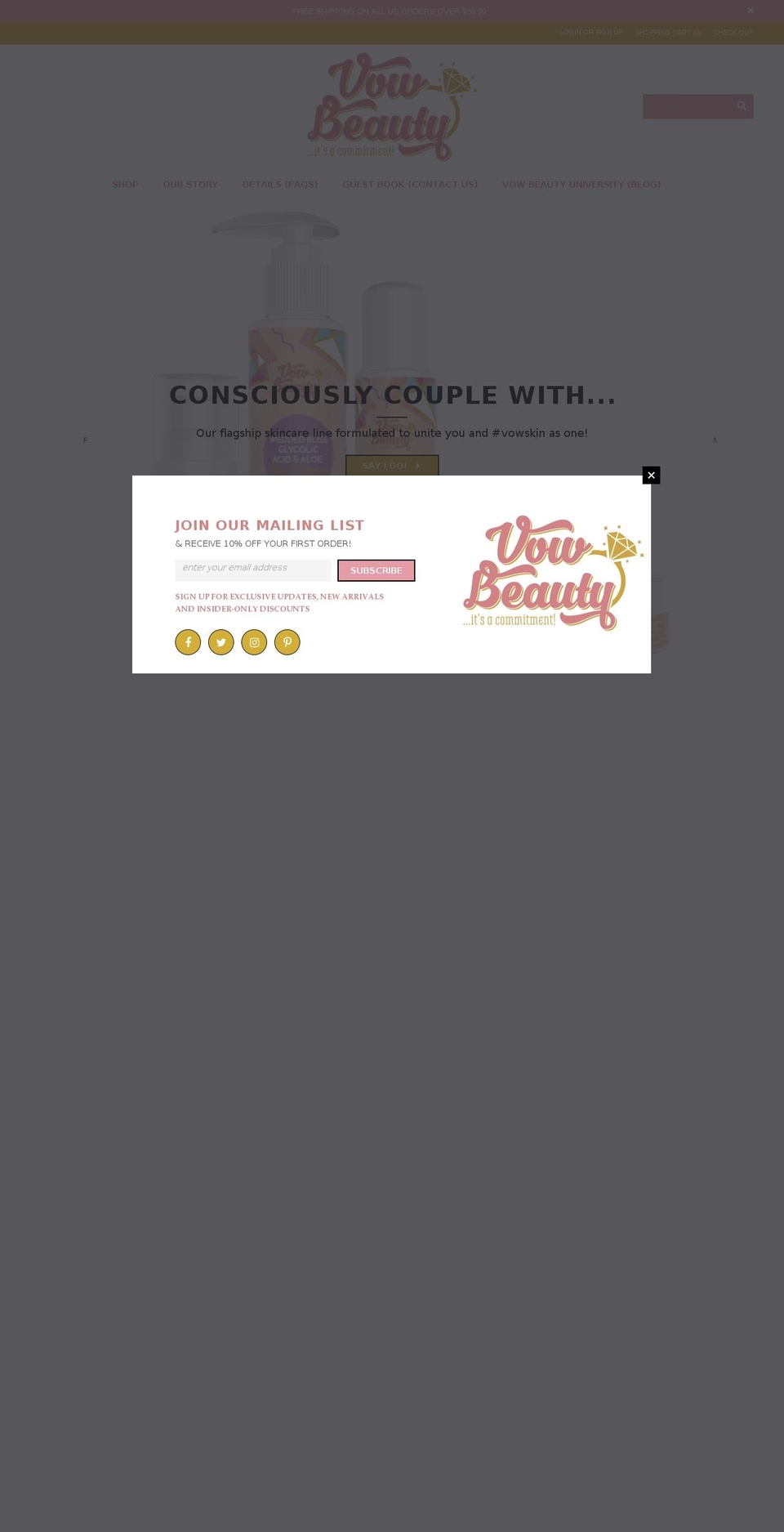 vow-beauty.com shopify website screenshot