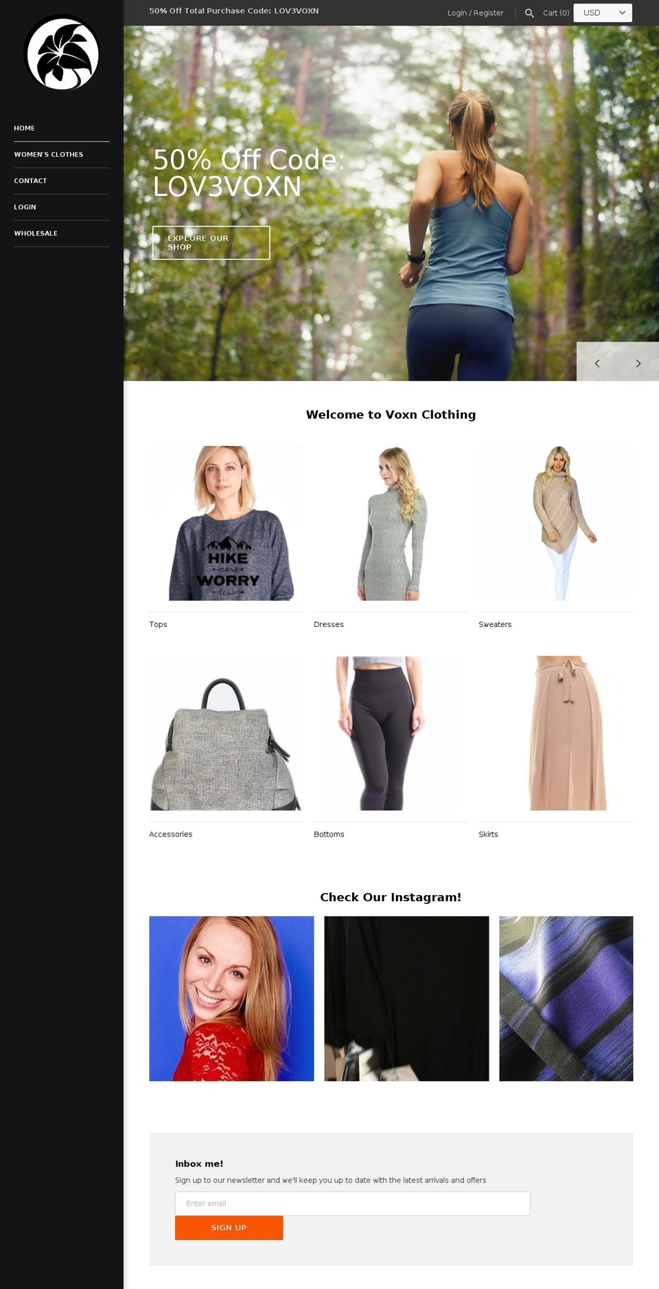 voxnclothing.com shopify website screenshot