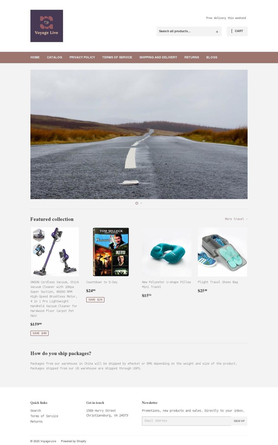 voyage-live.myshopify.com shopify website screenshot