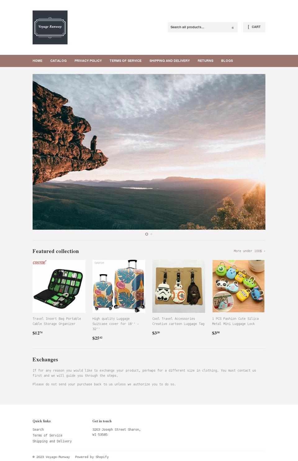 voyage-runway.myshopify.com shopify website screenshot