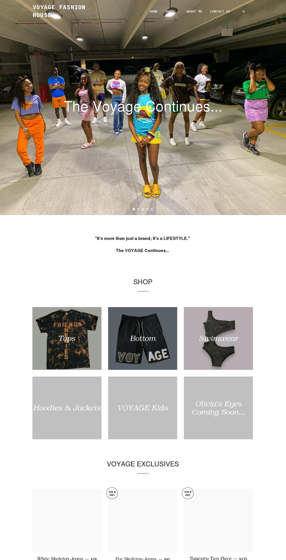 voyagefashionhouse.com shopify website screenshot