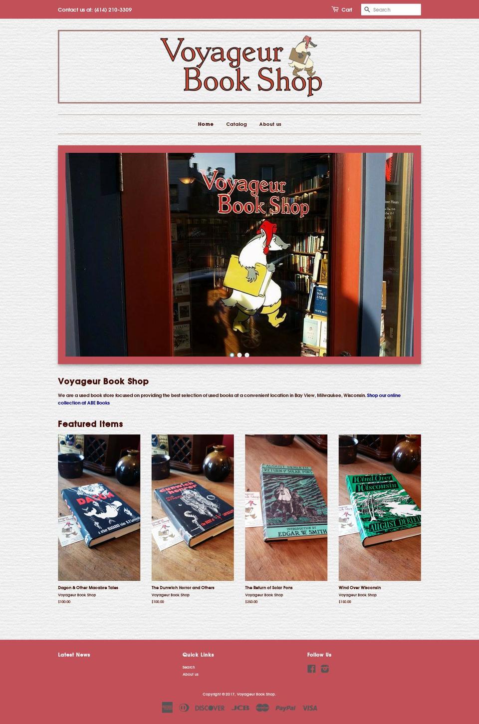 voyageurbookshop.com shopify website screenshot