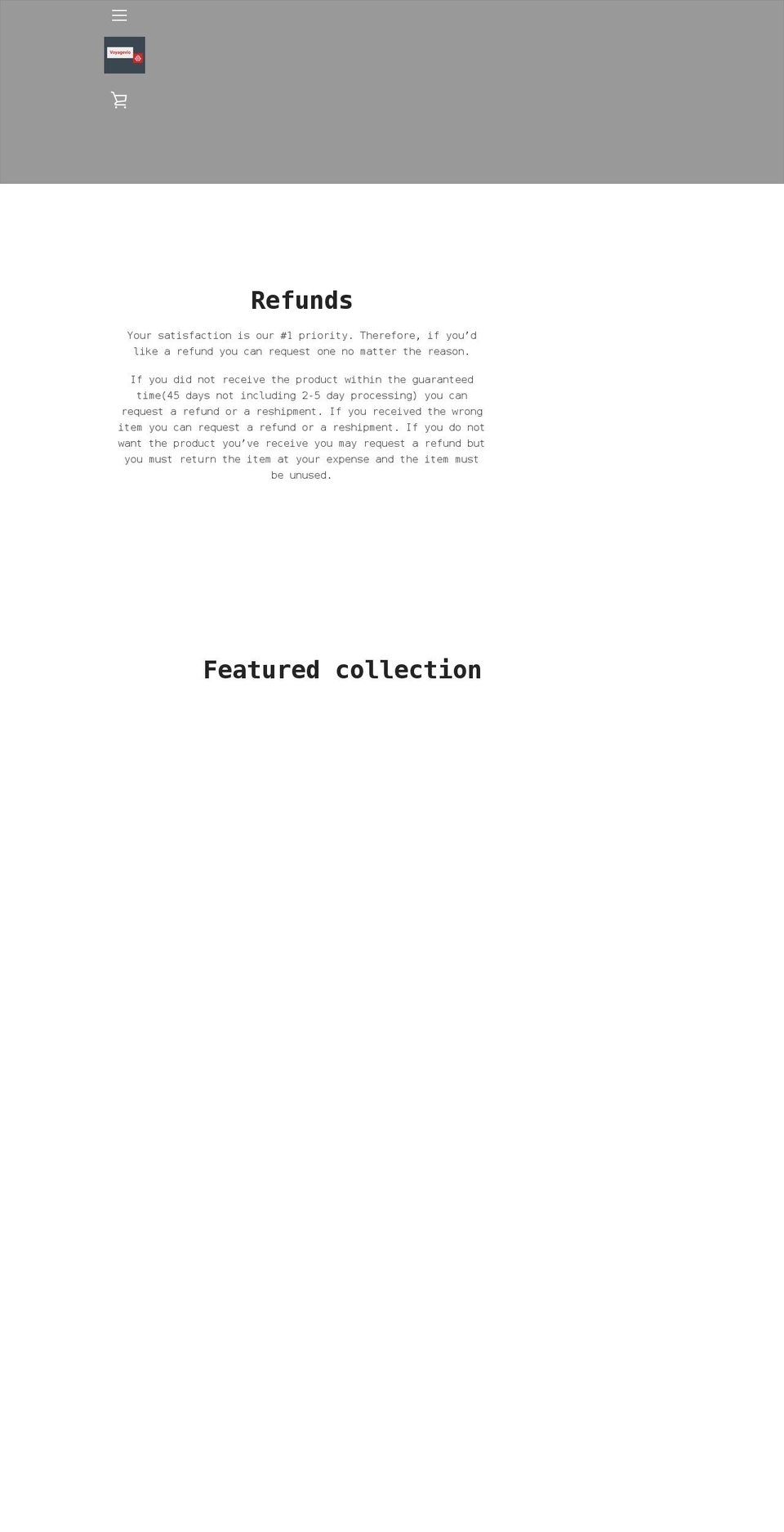 voyagevio.myshopify.com shopify website screenshot