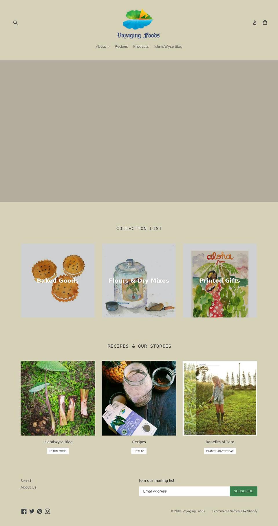 voyagingfoods.com shopify website screenshot