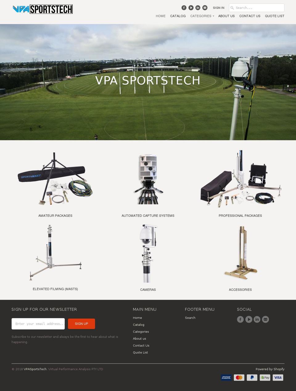 vpasportstech.com — Shopify storefront screenshot