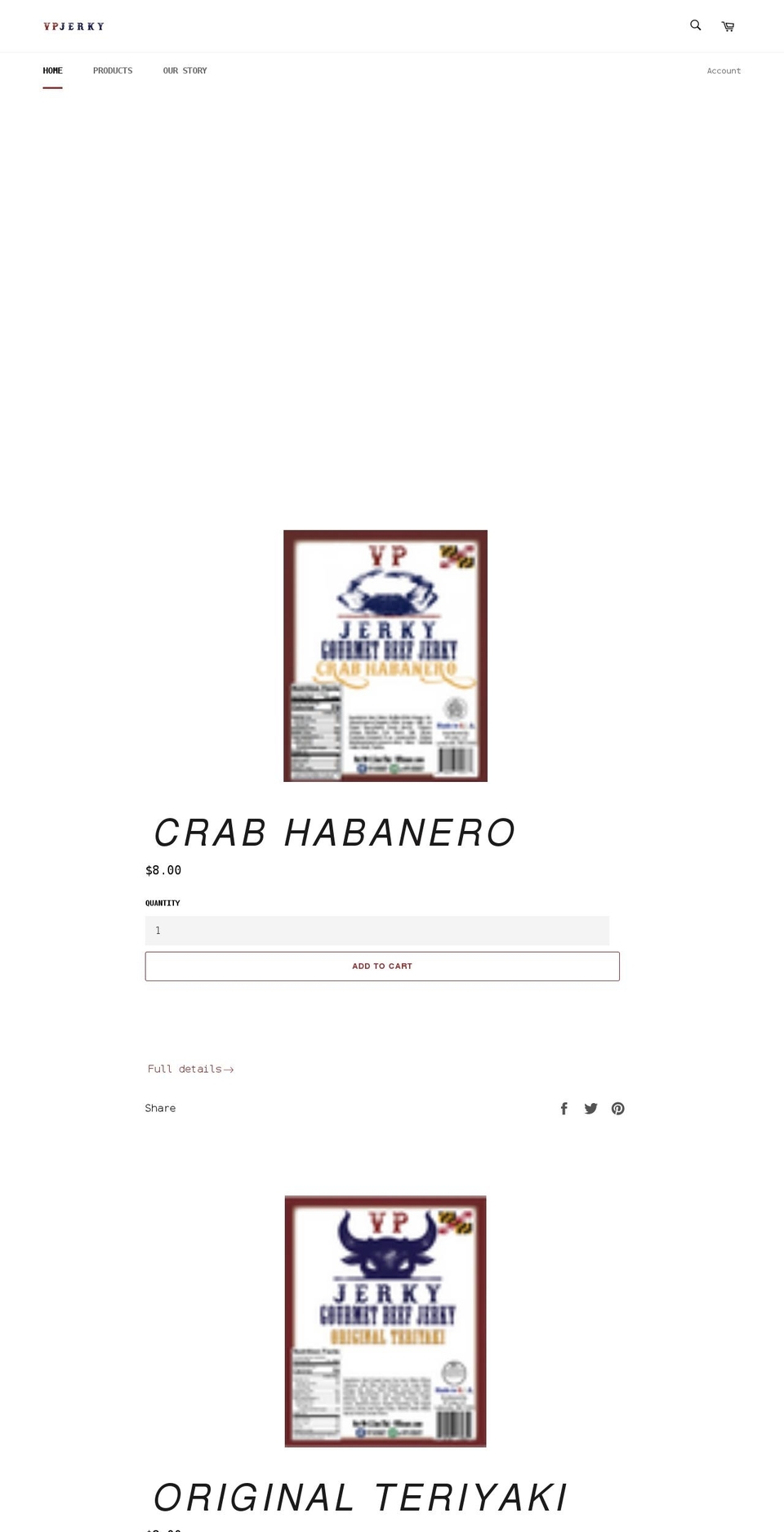 vpjerky.com shopify website screenshot