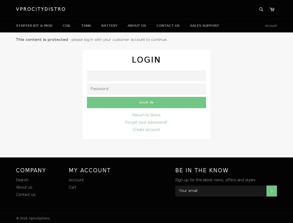 vprocitydistro.com — Shopify storefront screenshot