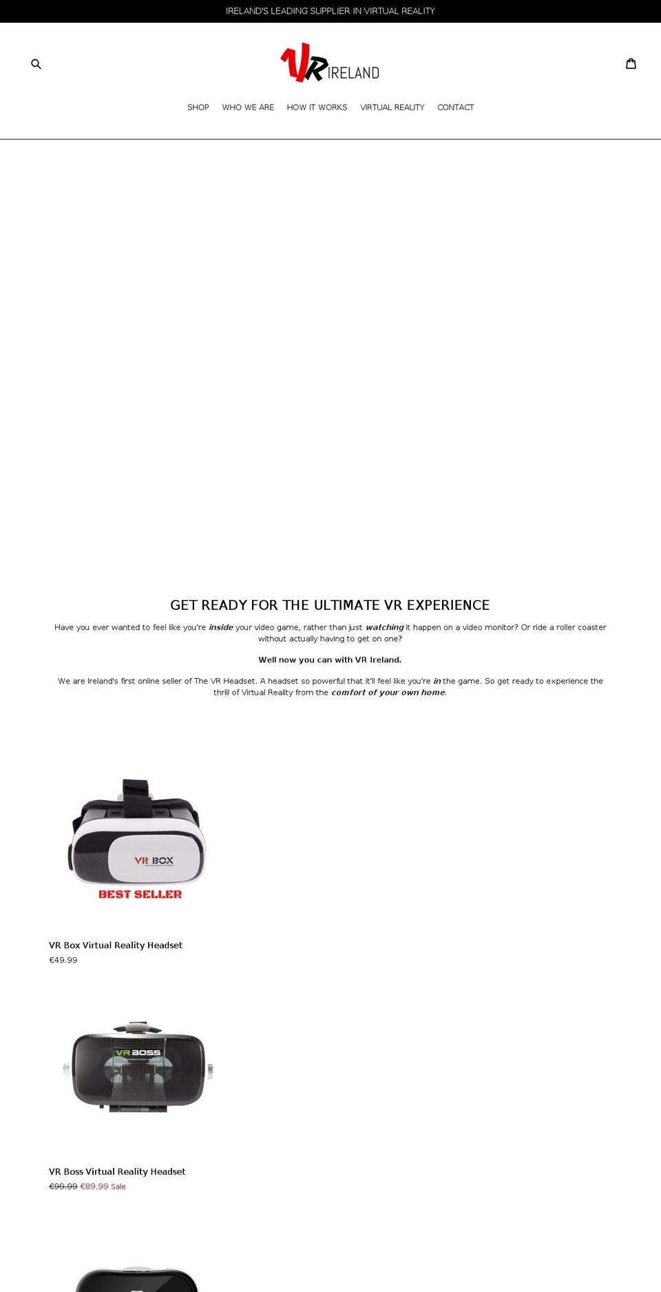 vr-ireland.com shopify website screenshot