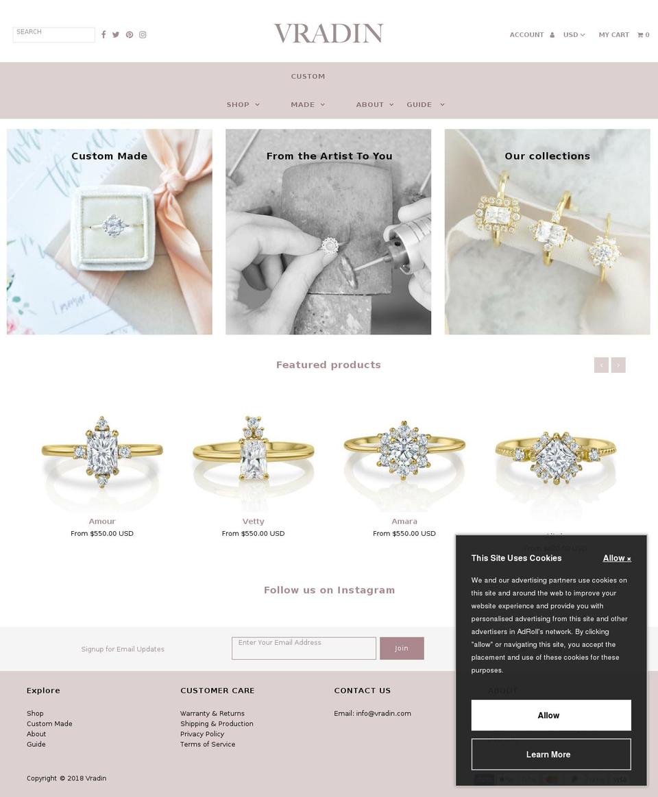 vradin.com — Shopify storefront screenshot