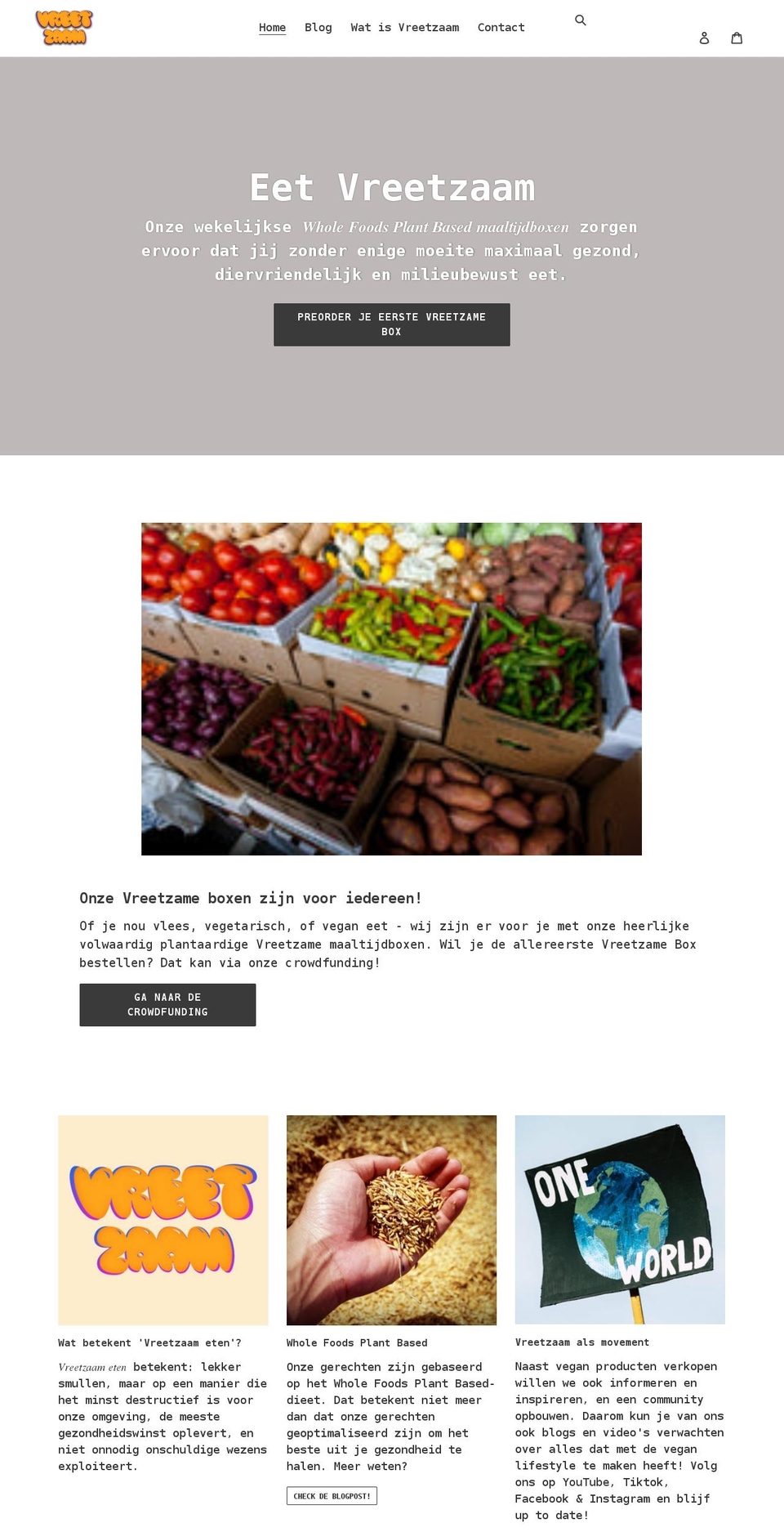 vreetzaam.nl shopify website screenshot