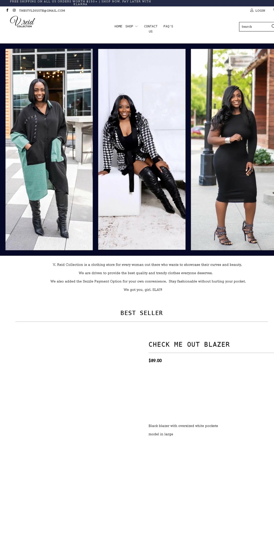 vreidcollection.com shopify website screenshot