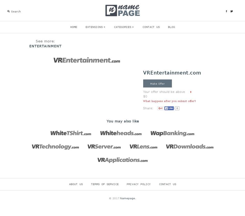 vrentertainment.com shopify website screenshot