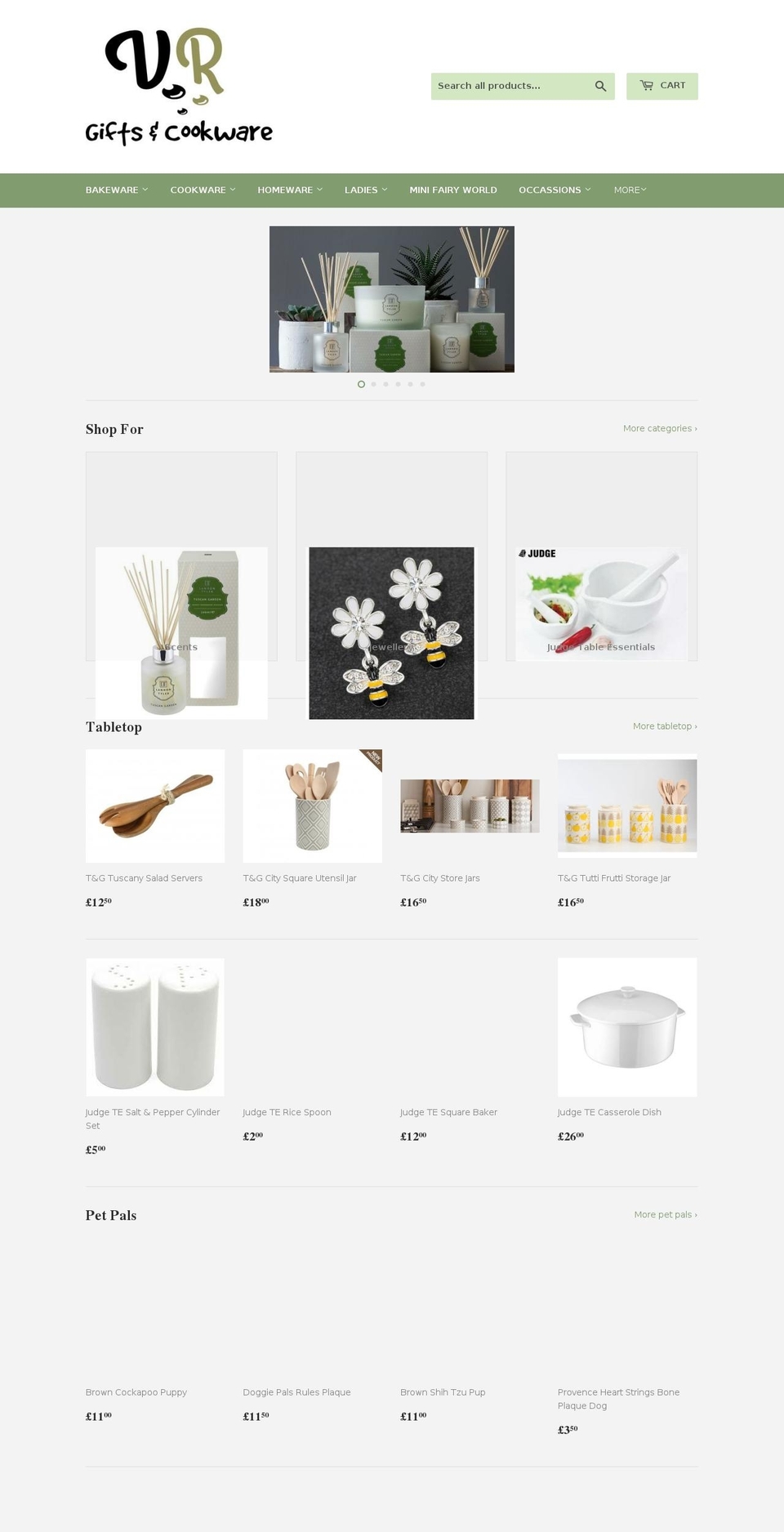 vrgiftsandcookware.com — Shopify storefront screenshot