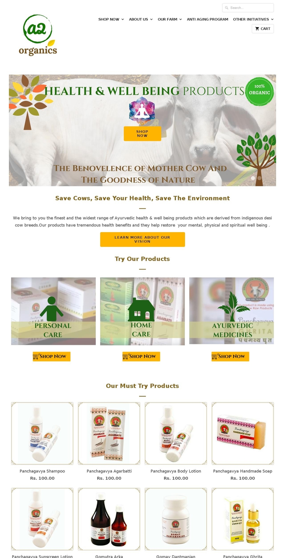 vrindavandesicowproducts.com — Shopify storefront screenshot