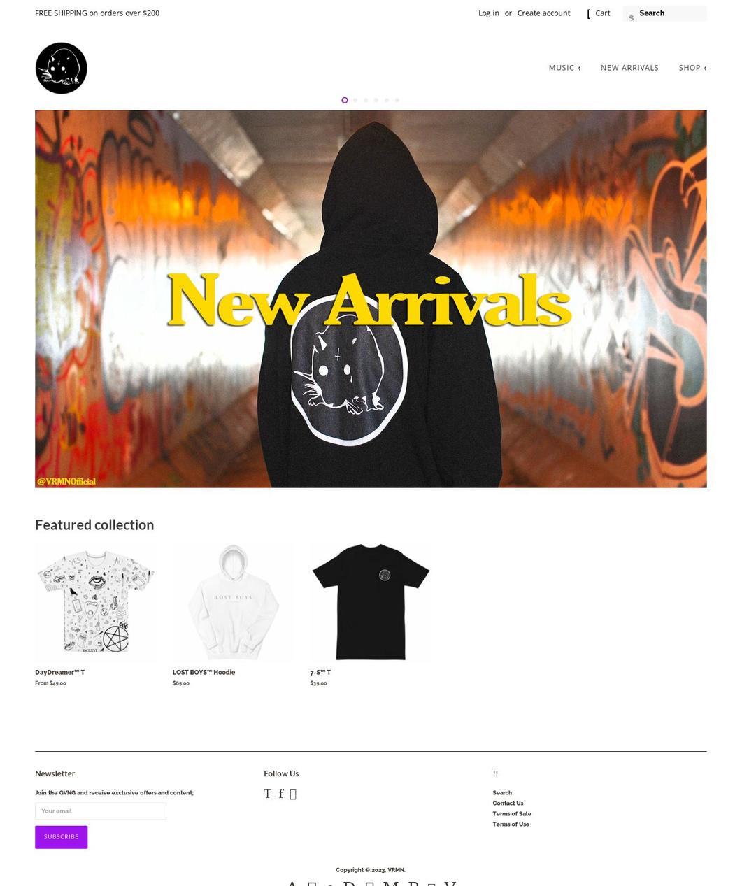 vrmnclothing.com — Shopify storefront screenshot