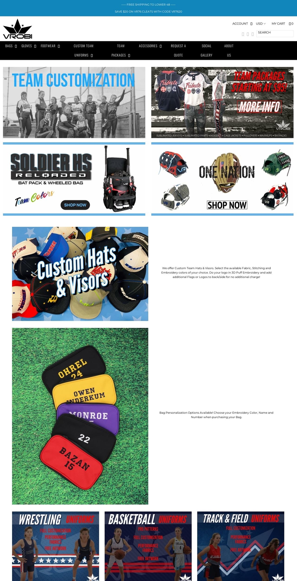 vrobisports.com — Shopify storefront screenshot
