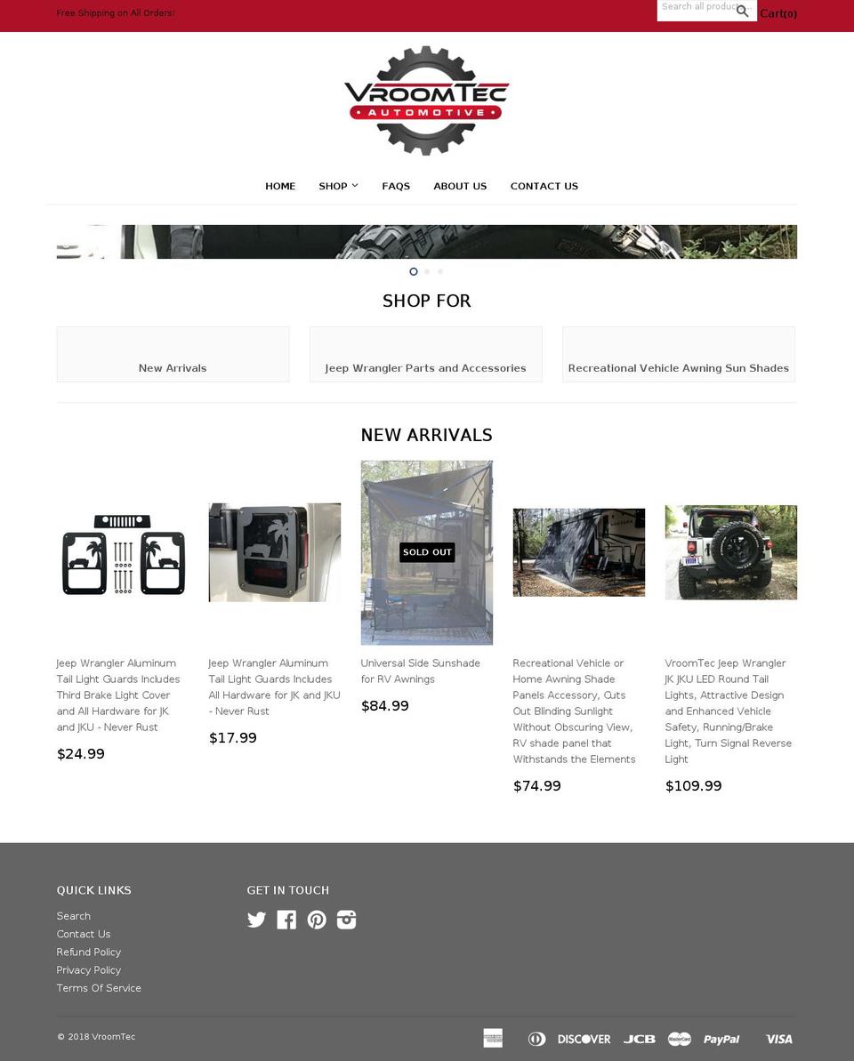 vroomtec.com — Shopify storefront screenshot