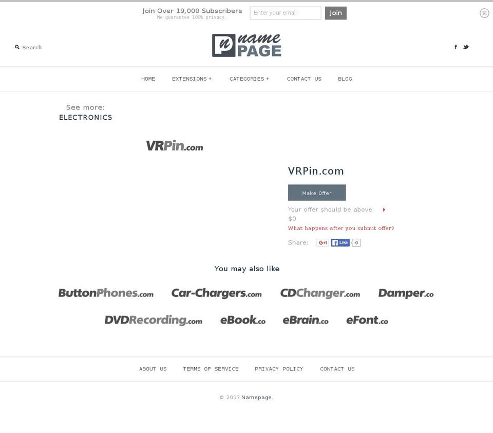 vrpin.com shopify website screenshot
