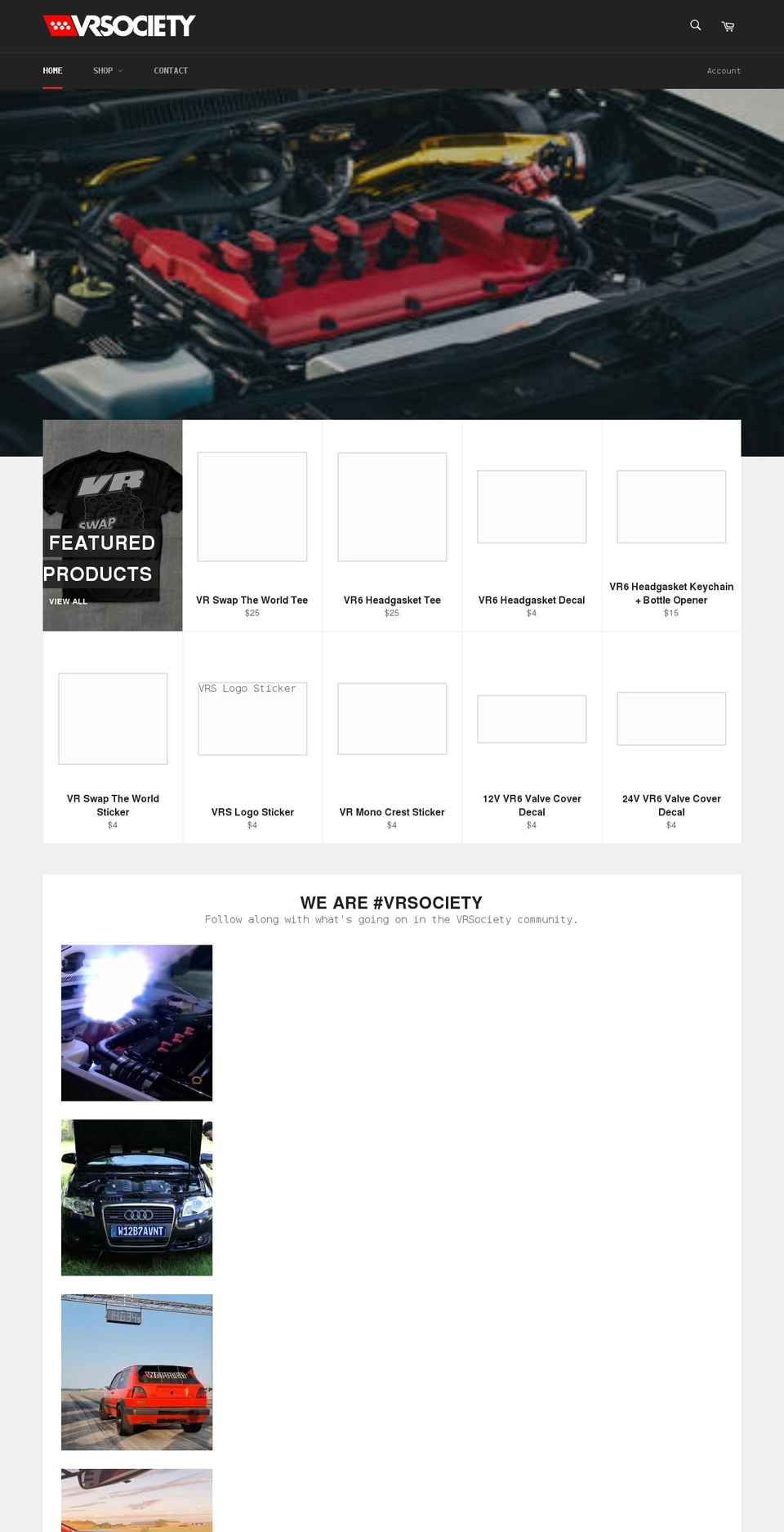 vrsociety.net shopify website screenshot